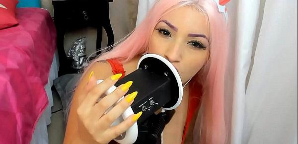  Cosplay Girl Franxx Anime ASMR 3DIO Big boobs Teasing queen, Gostosa safadinha fazendo-te gozar muito VIDEO DE ASMR
